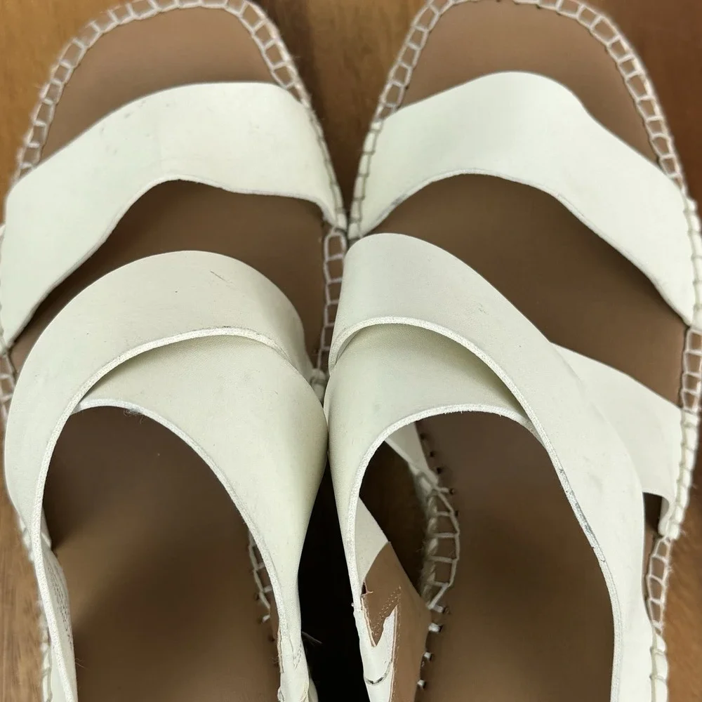 New Womens Nordstrom Rack Cressida‎ Ivory Faux Leather Wedges Sandals Size 11 M